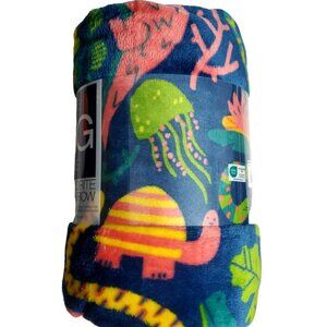 New Pond Creatures Plush Throw Blanket Turtle Jellyfish Frog Alligator Snake Kid